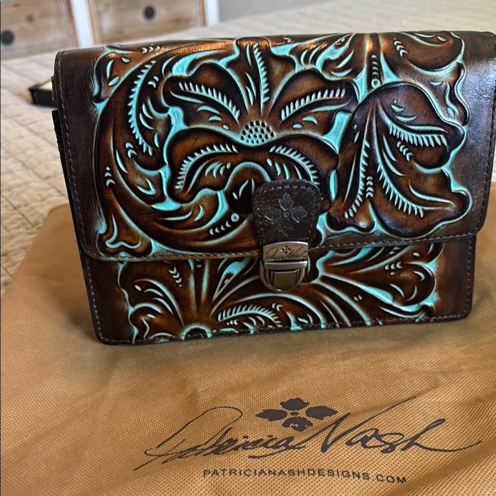 Patricia Nash Brown and Teal Leather Men's Bag